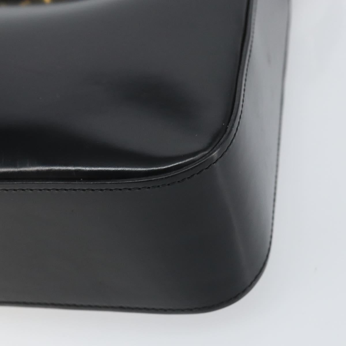 CELINE Shoulder Bag Enamel Black Gold Auth ep12376