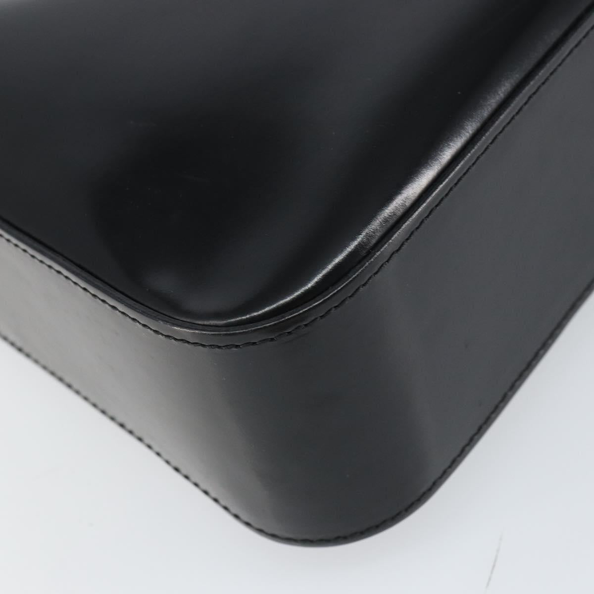 CELINE Shoulder Bag Enamel Black Gold Auth ep12376