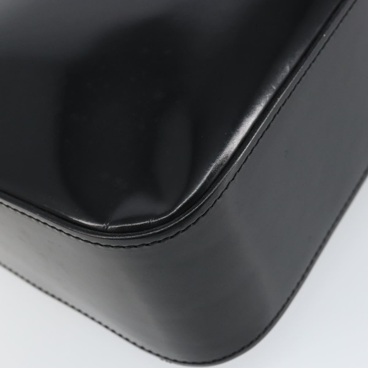 CELINE Shoulder Bag Enamel Black Gold Auth ep12376