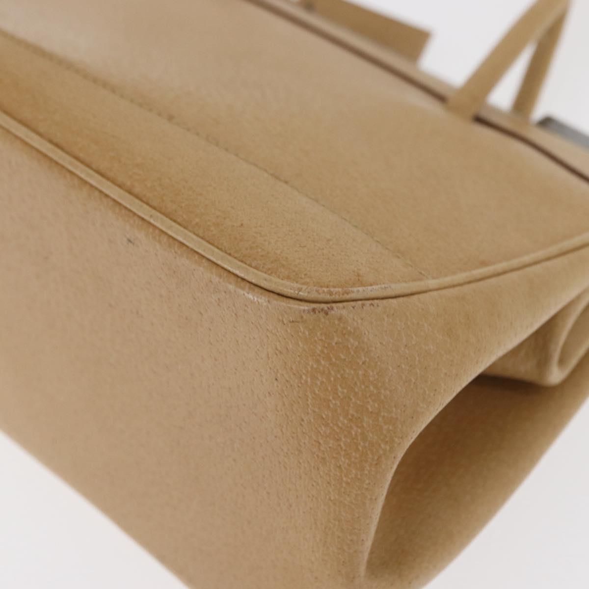 GUCCI Hand Bag Leather Beige Silver Auth ep12377