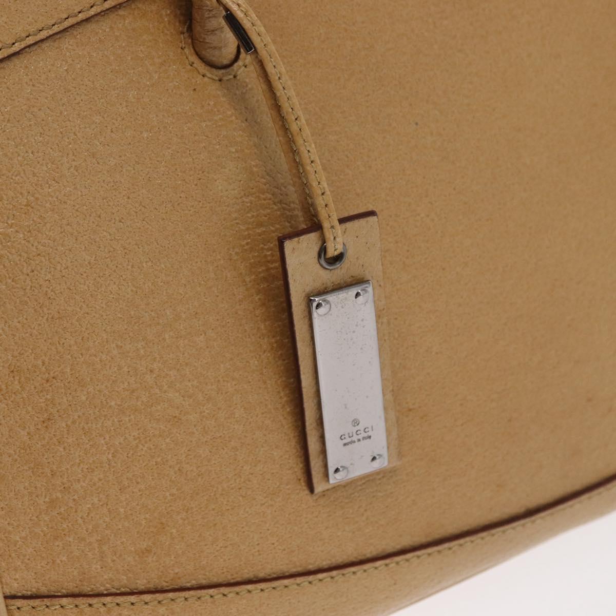 GUCCI Hand Bag Leather Beige Silver Auth ep12377