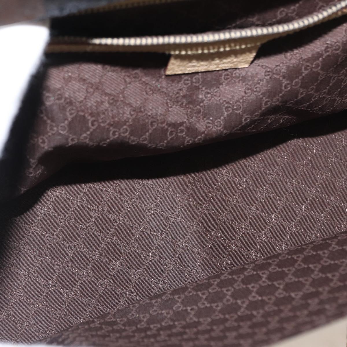 GUCCI Hand Bag Leather Beige Silver Auth ep12377