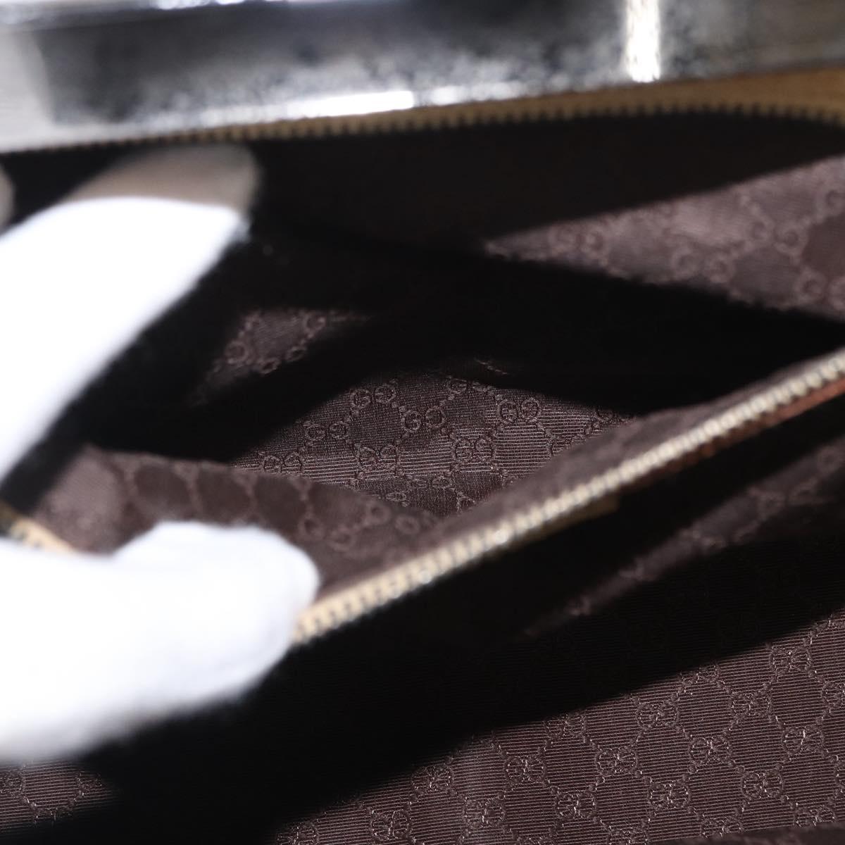 GUCCI Hand Bag Leather Beige Silver Auth ep12377