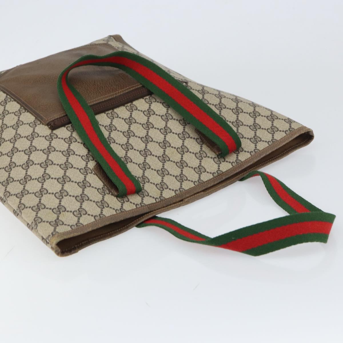 GUCCI GG Supreme Web Sherry Line Tote Bag PVC Beige Red Auth ep12381