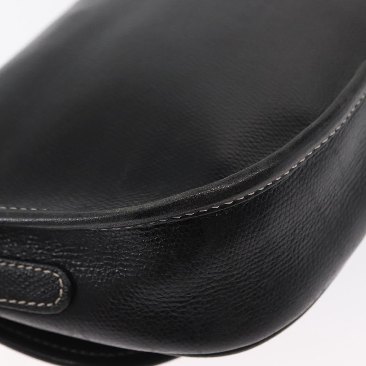 LOEWE Anagram Shoulder Bag Leather Black Gold Auth ep12382