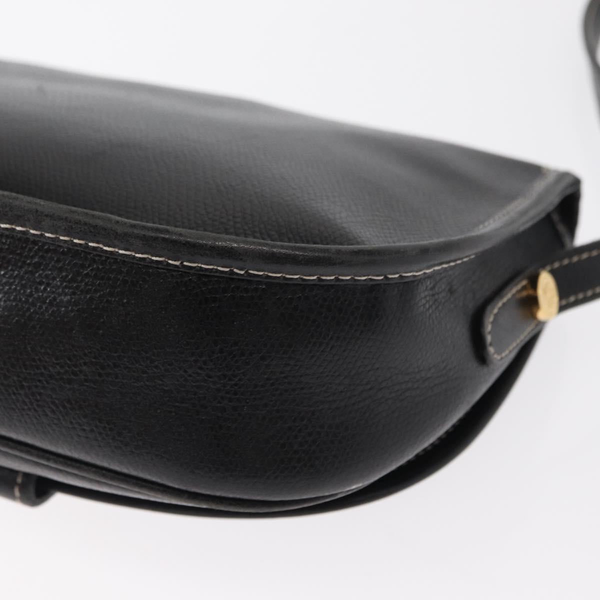 LOEWE Anagram Shoulder Bag Leather Black Gold Auth ep12382