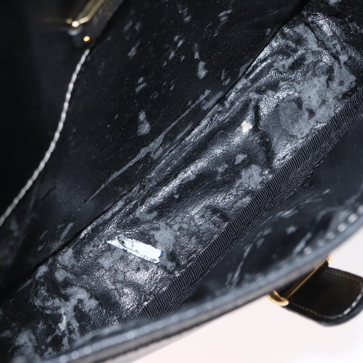 LOEWE Anagram Shoulder Bag Leather Black Gold Auth ep12382