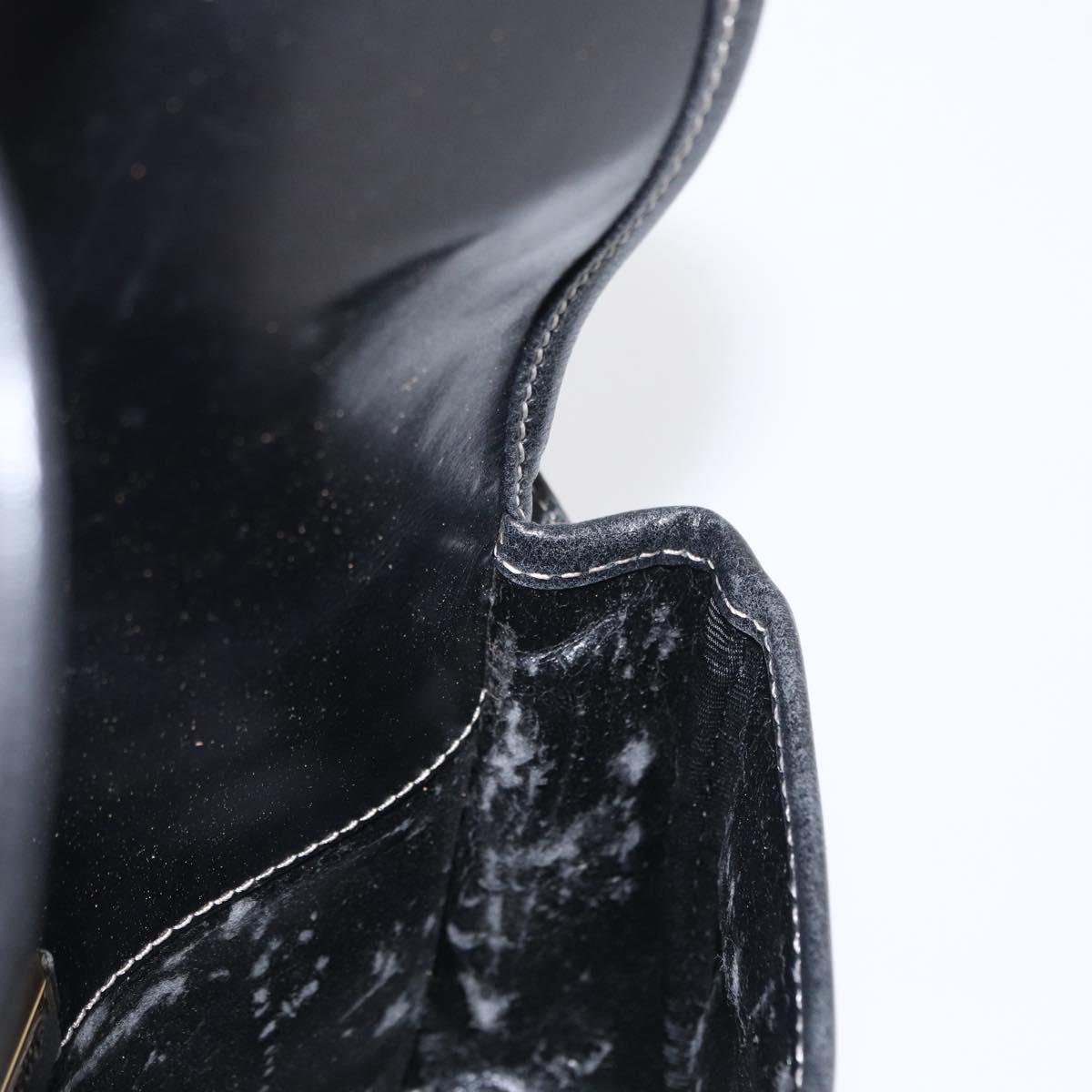 LOEWE Anagram Shoulder Bag Leather Black Gold Auth ep12382