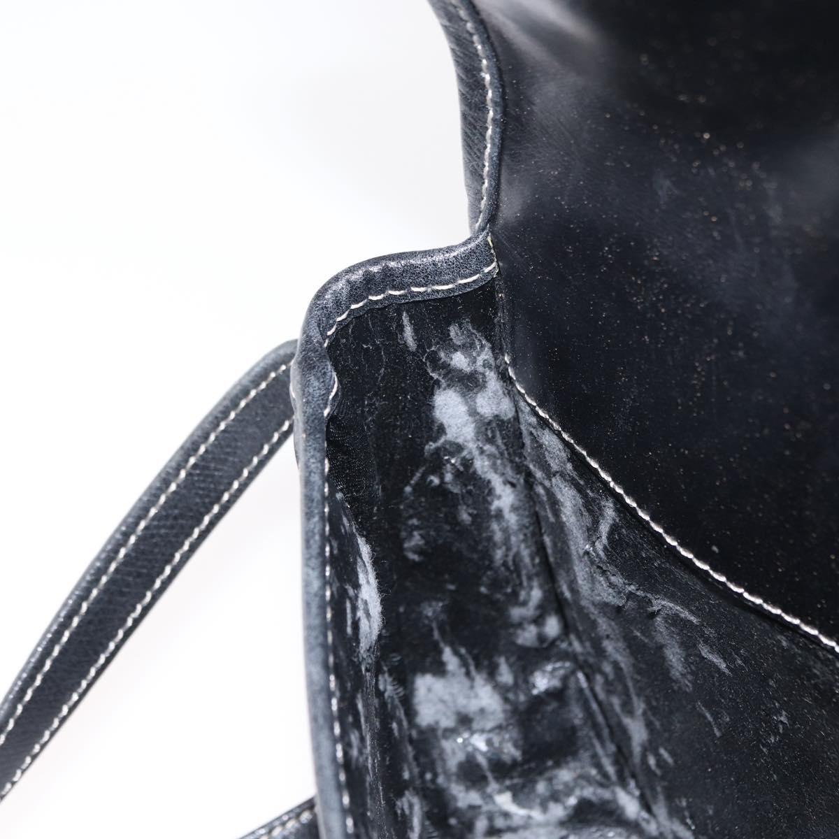 LOEWE Anagram Shoulder Bag Leather Black Gold Auth ep12382