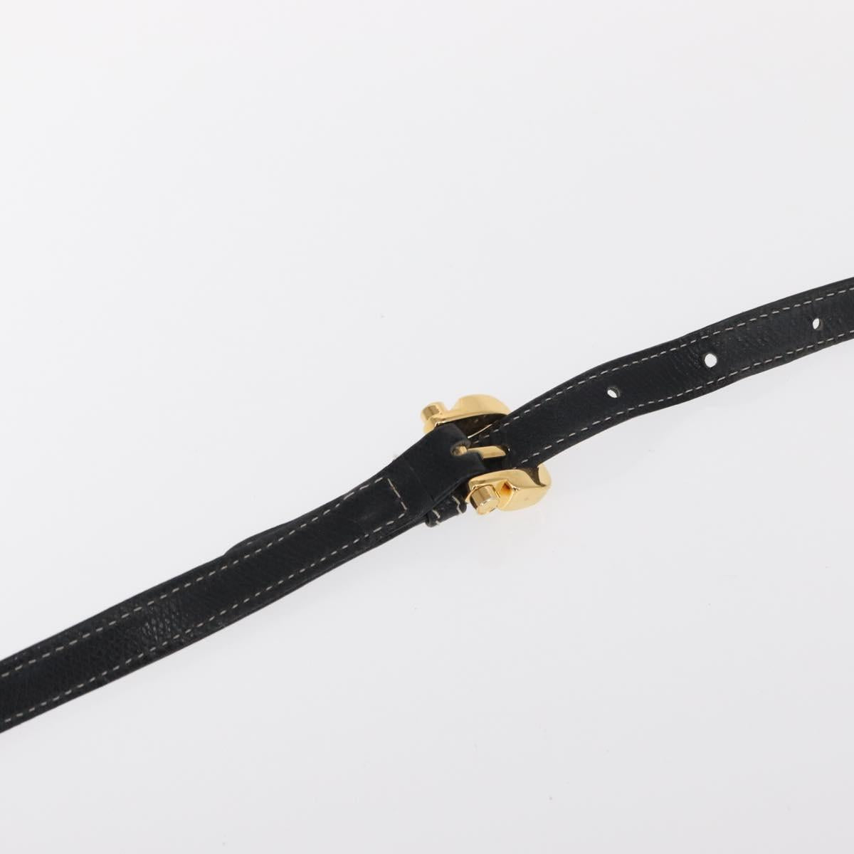 LOEWE Anagram Shoulder Bag Leather Black Gold Auth ep12382