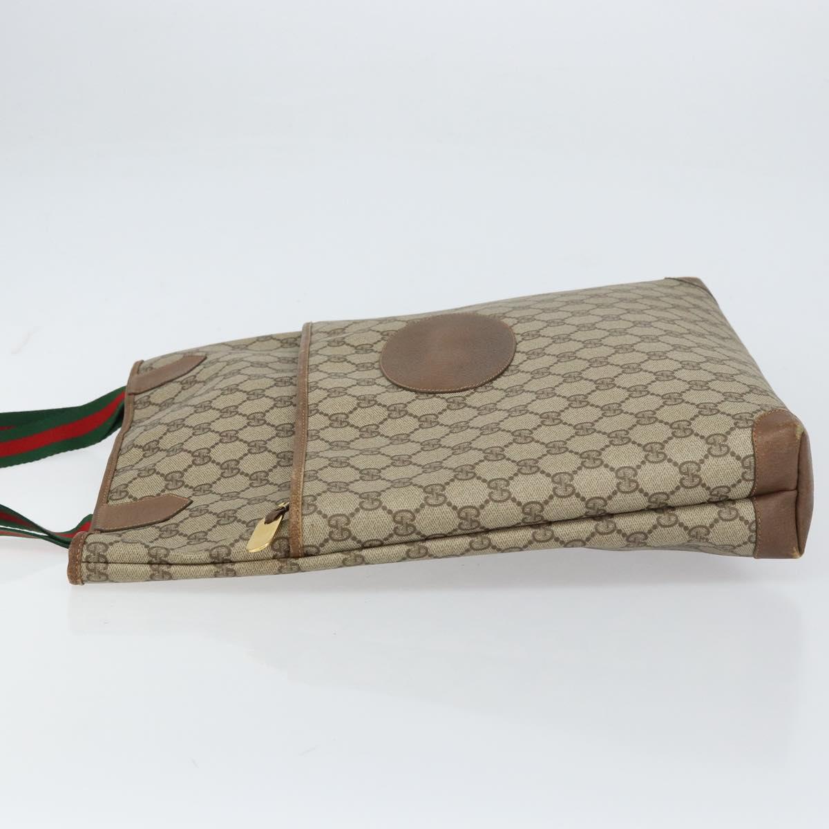 GUCCI GG Supreme Web Sherry Line Bag PVC Beige Red 002 983 0054 Auth ep12384