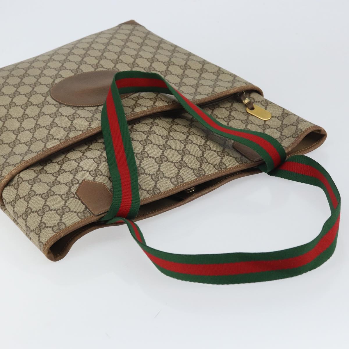 GUCCI GG Supreme Web Sherry Line Bag PVC Beige Red 002 983 0054 Auth ep12384