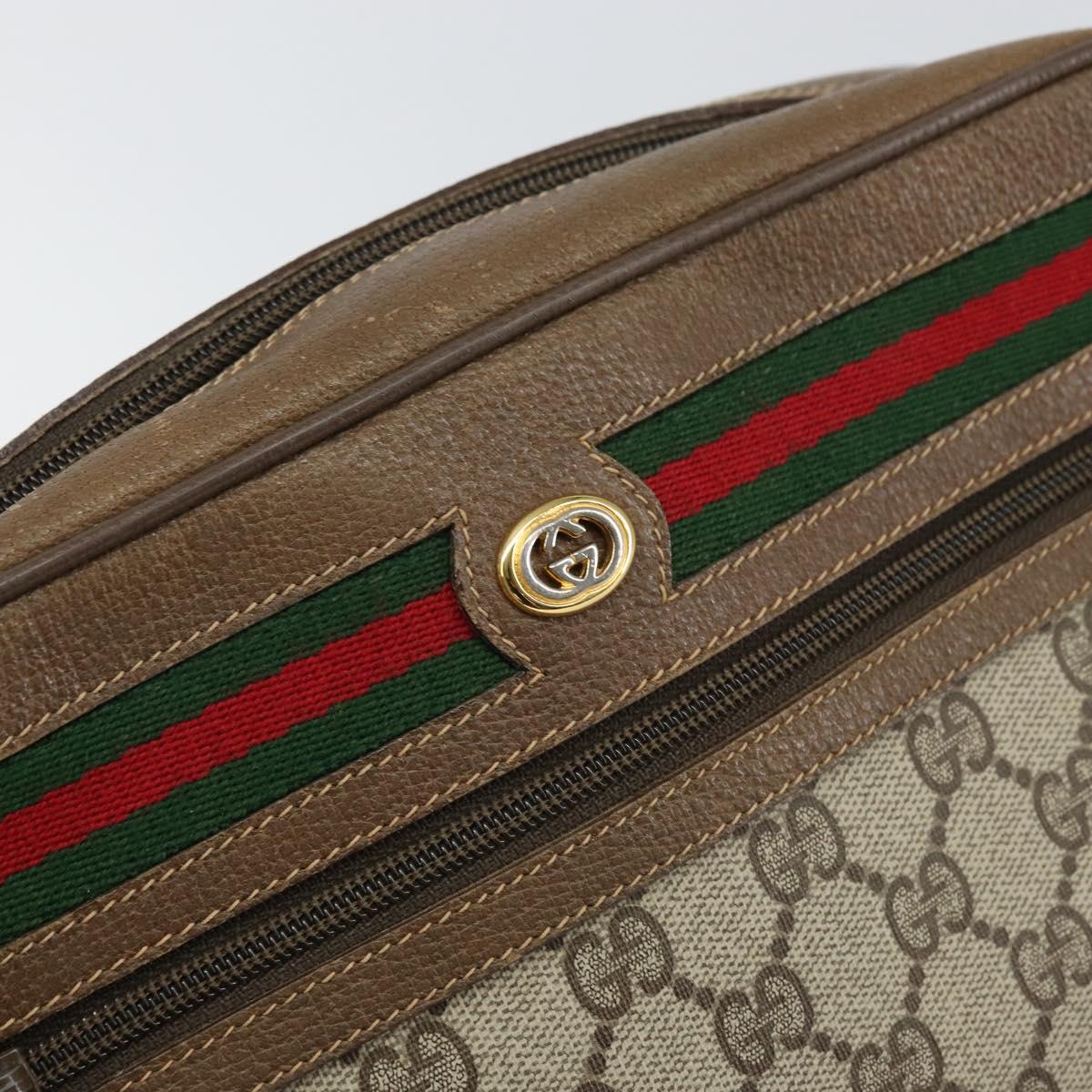 GUCCI GG Supreme Web Sherry Line Bag PVC Beige Gold 56 02 088 Auth ep12386