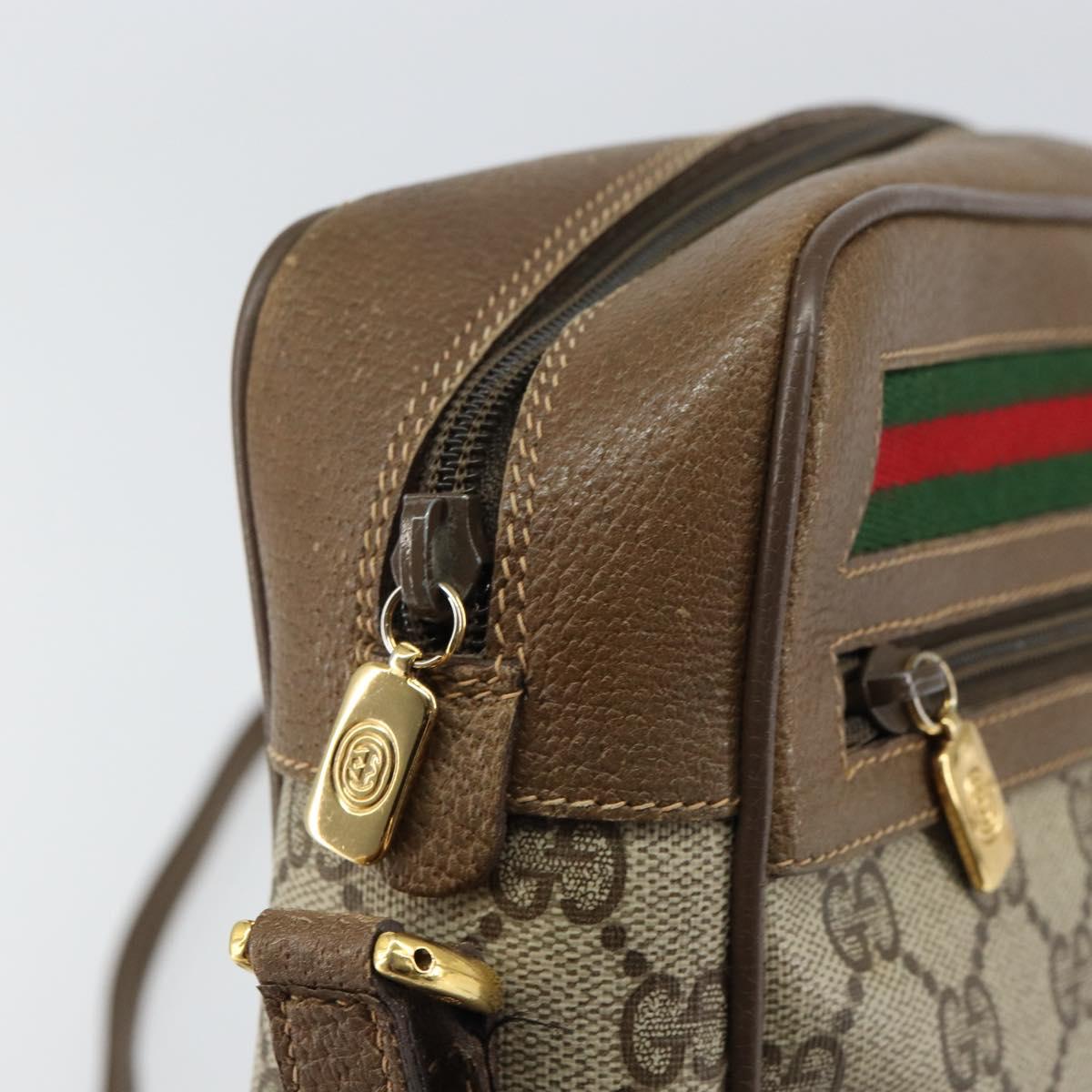GUCCI GG Supreme Web Sherry Line Bag PVC Beige Gold 56 02 088 Auth ep12386