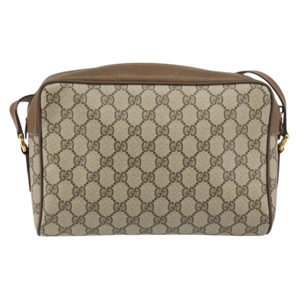 GUCCI GG Supreme Web Sherry Line Bag PVC Beige Gold 56 02 088 Auth ep12386