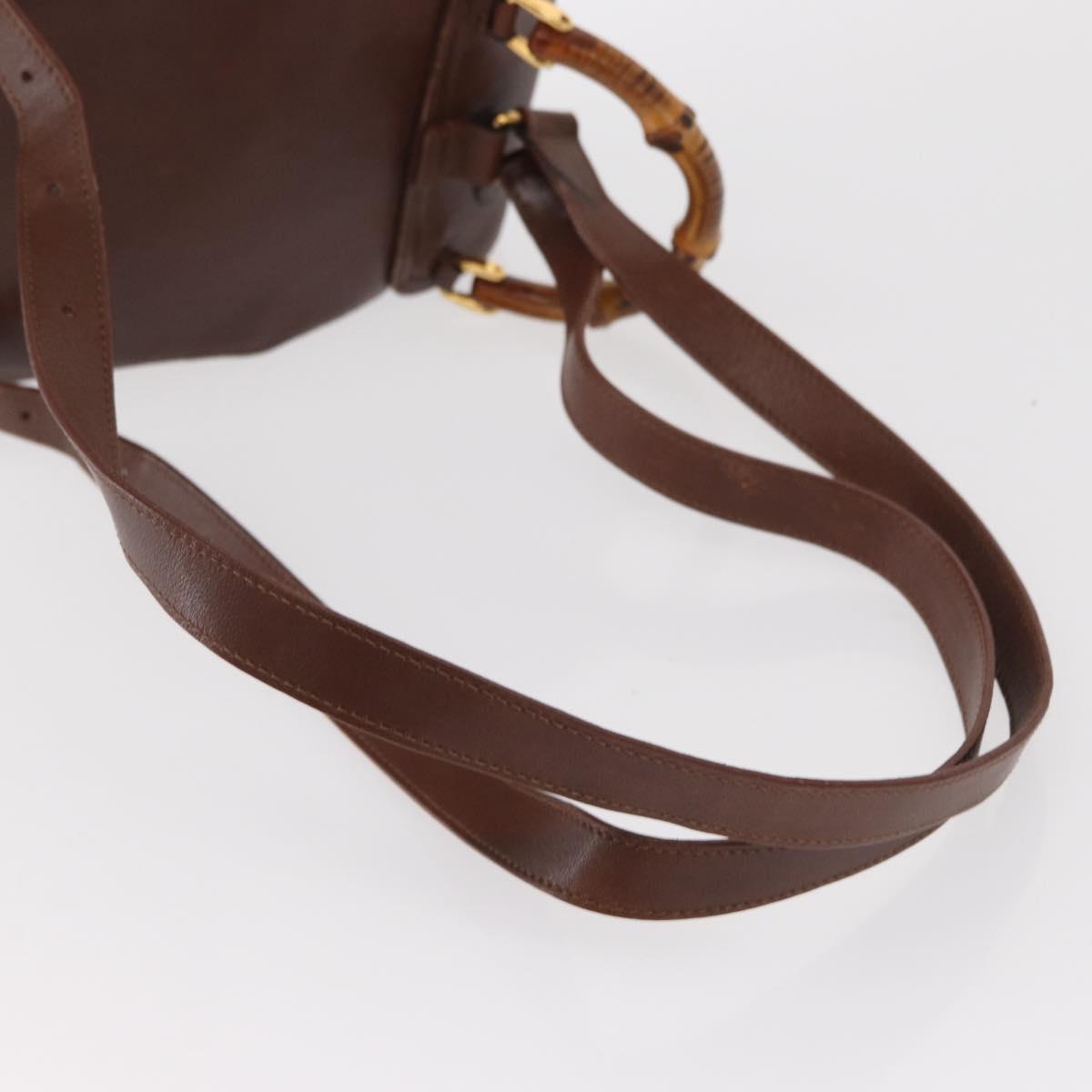GUCCI Bamboo Backpack Leather Brown Gold 003 3444 0030 Auth ep12390