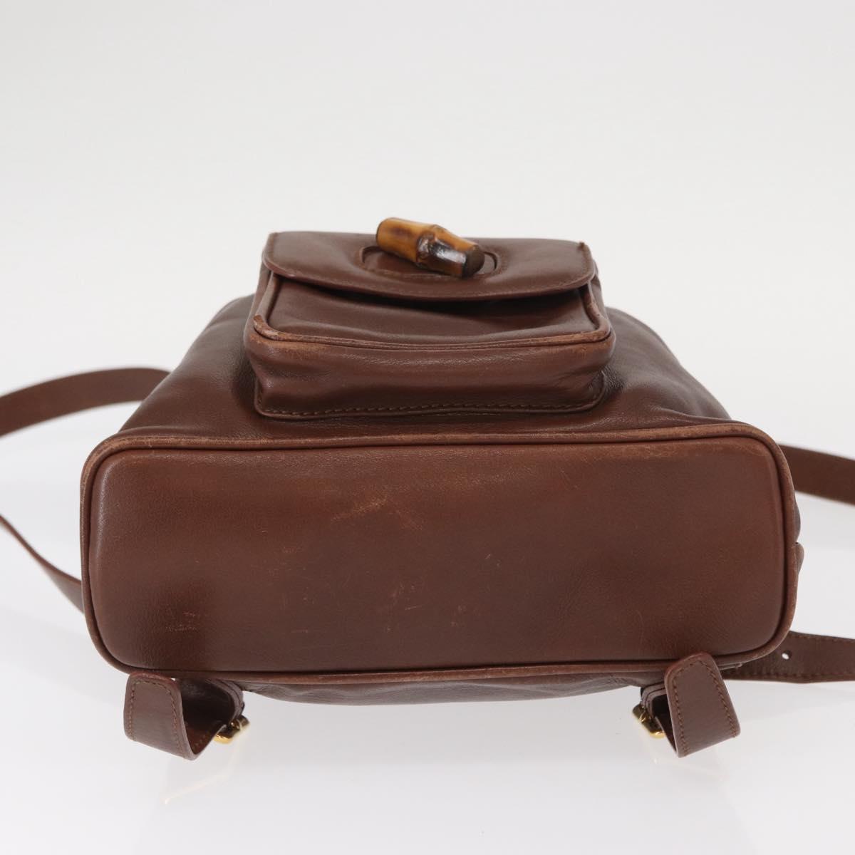 GUCCI Bamboo Backpack Leather Brown Gold 003 3444 0030 Auth ep12390