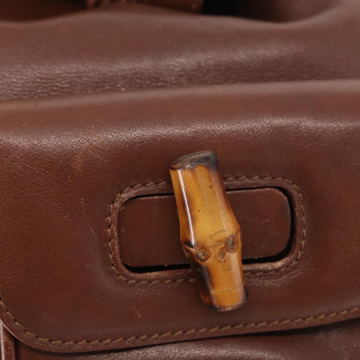GUCCI Bamboo Backpack Leather Brown Gold 003 3444 0030 Auth ep12390