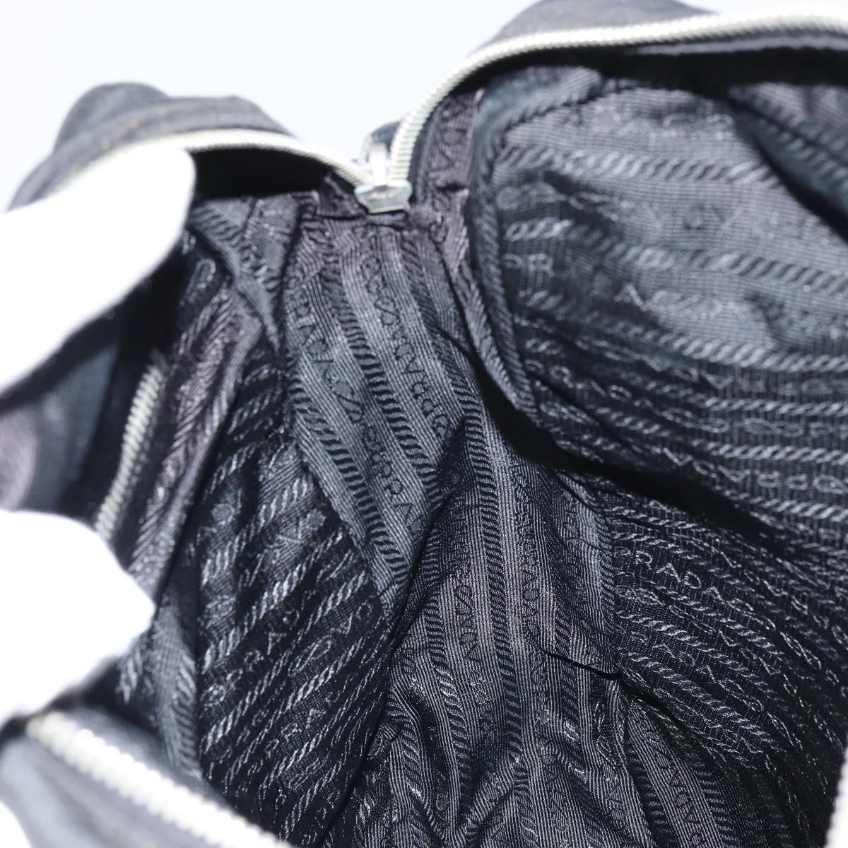 PRADA Shoulder Bag Nylon Silver Black Auth ep12391