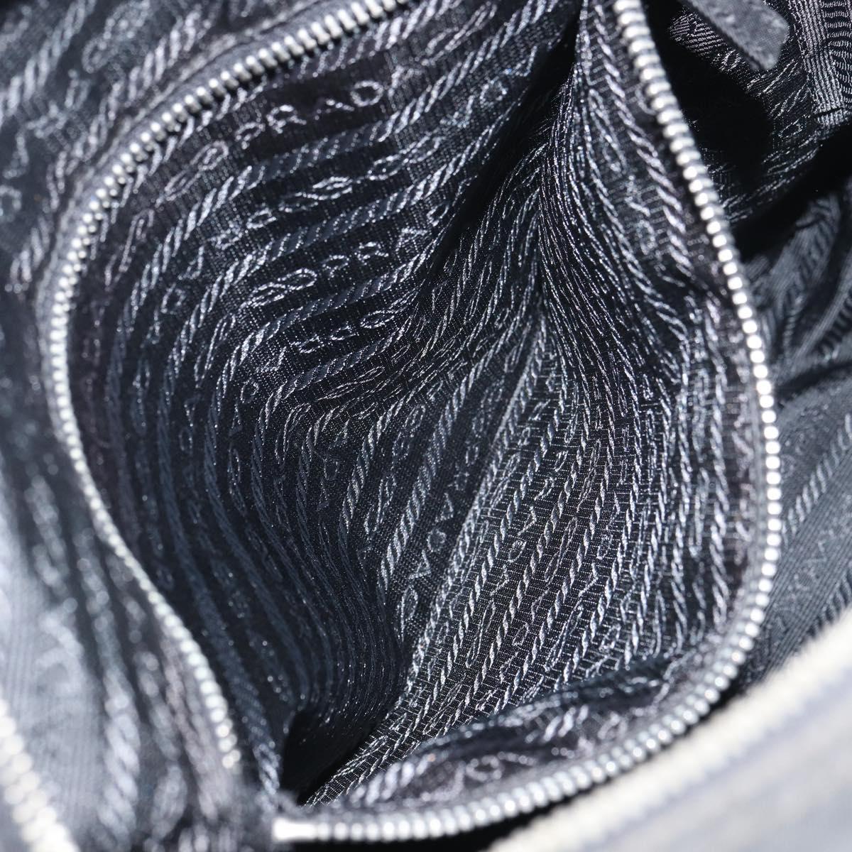 PRADA Shoulder Bag Nylon Silver Black Auth ep12391