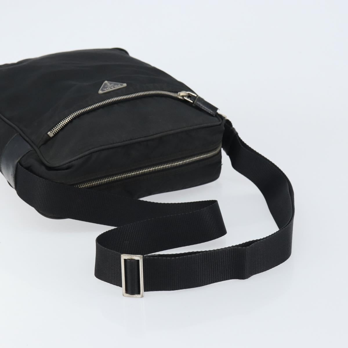 PRADA Shoulder Bag Nylon Silver Black Auth ep12391