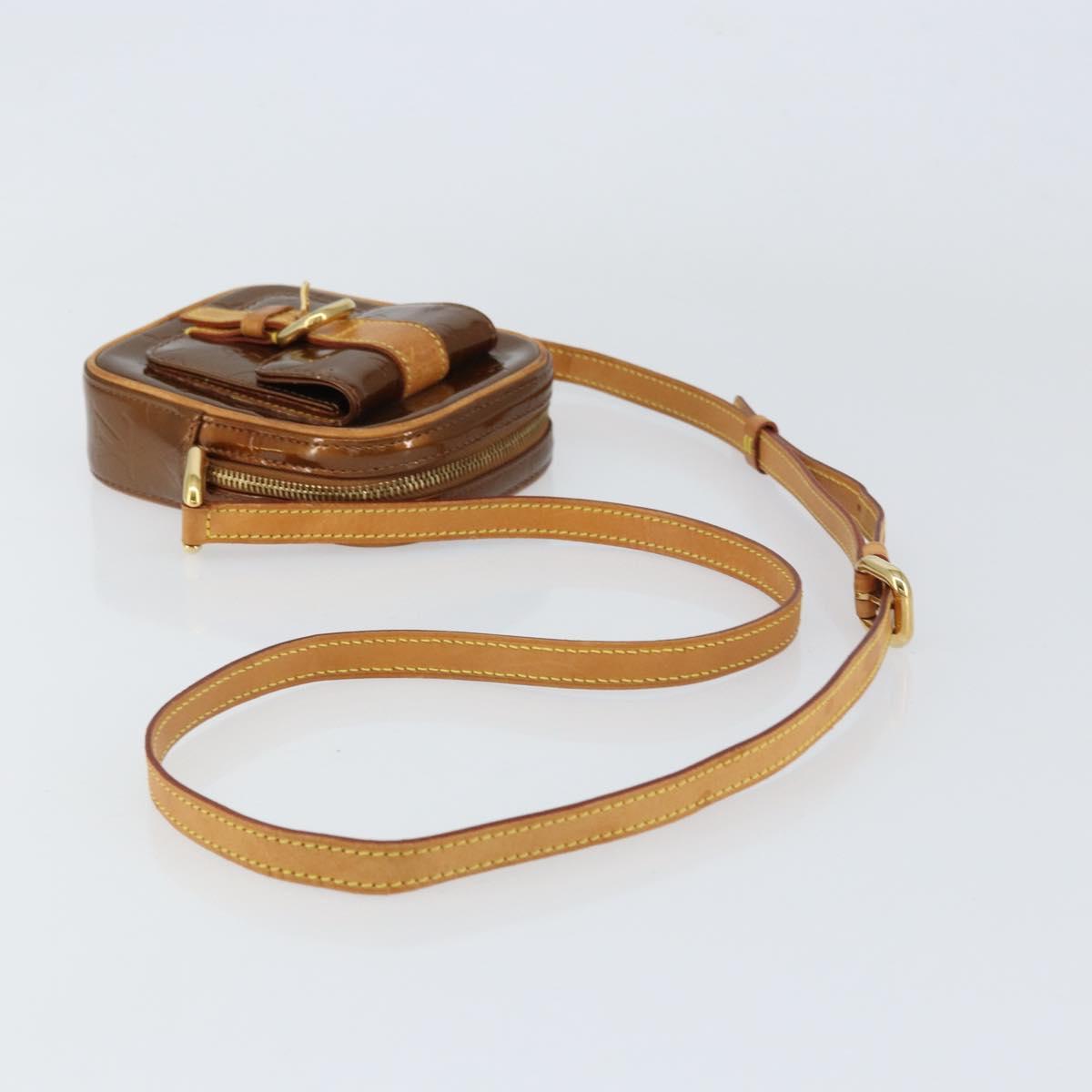 LOUIS VUITTON Monogram Vernis Christie PM Bag Bronze M91111 Auth ep12411
