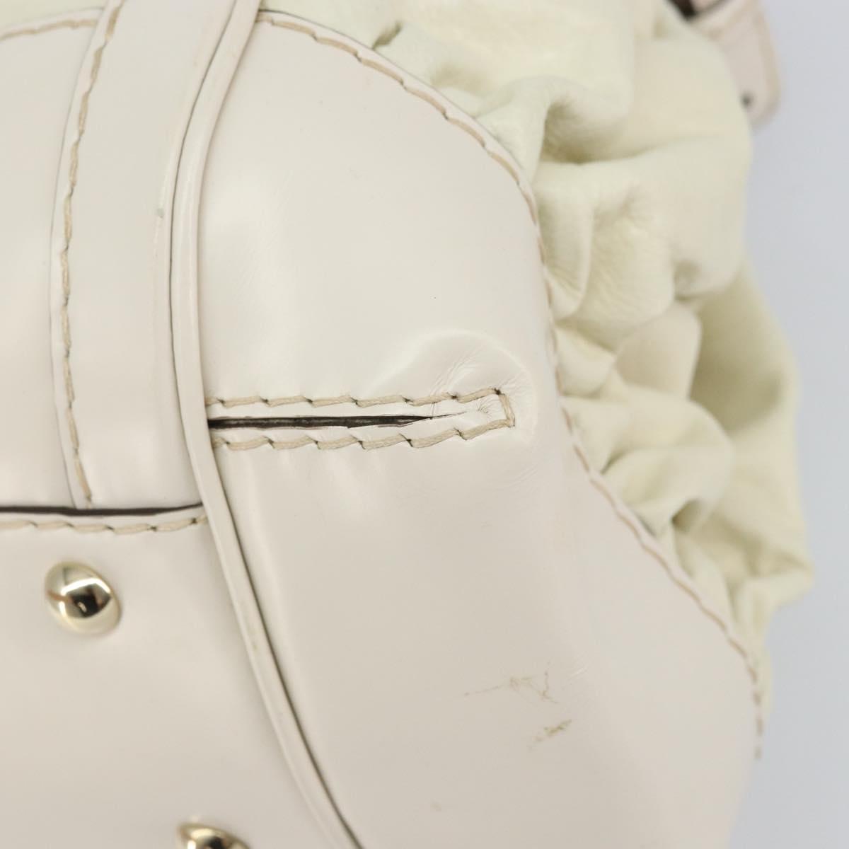 GUCCI Hand Bag Leather White Gold 189883 Auth ep12414