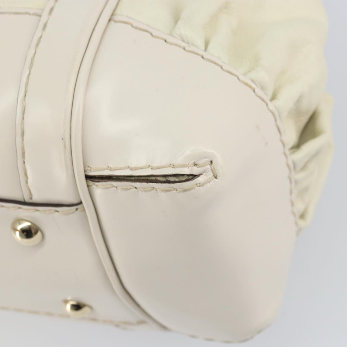GUCCI Hand Bag Leather White Gold 189883 Auth ep12414