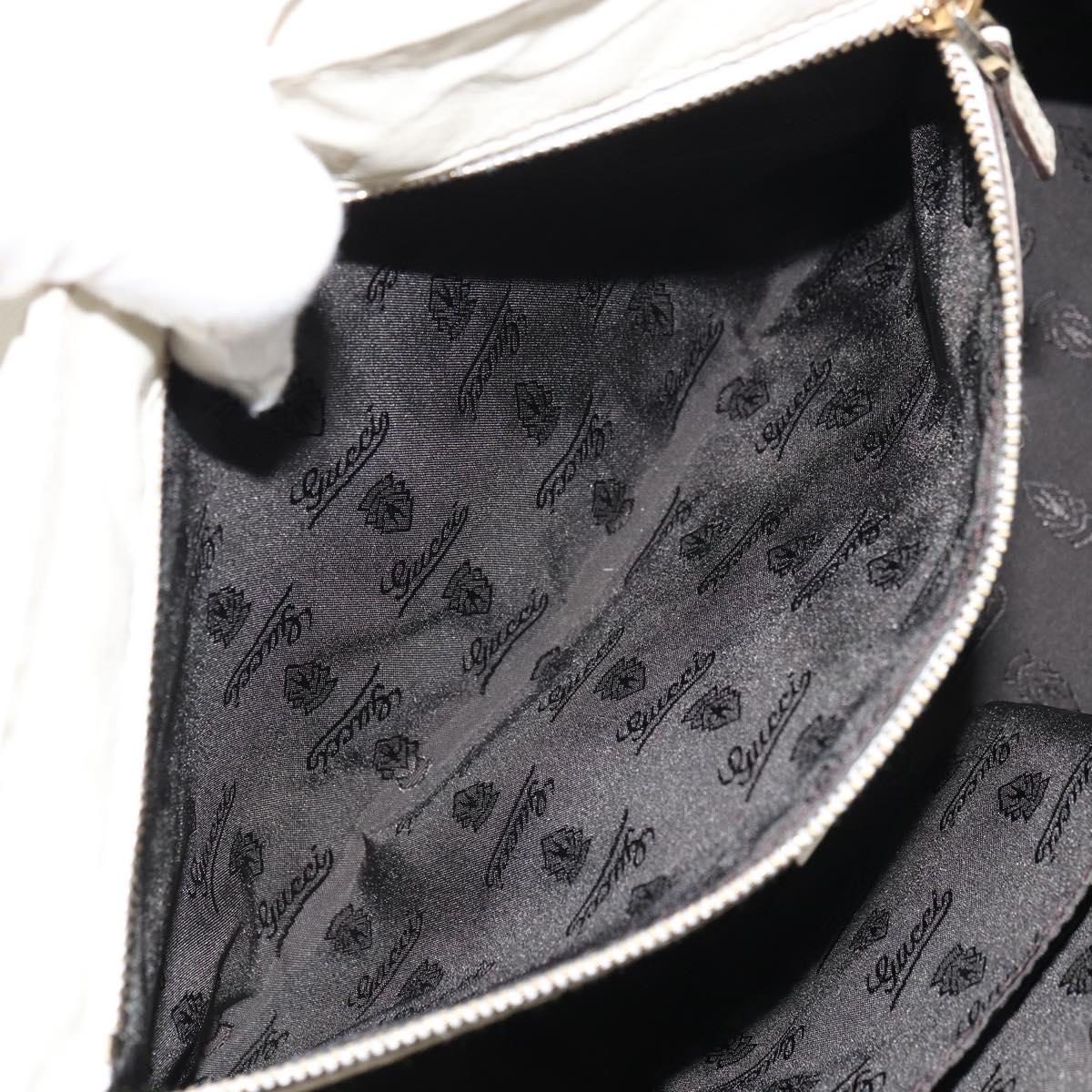 GUCCI Hand Bag Leather White Gold 189883 Auth ep12414