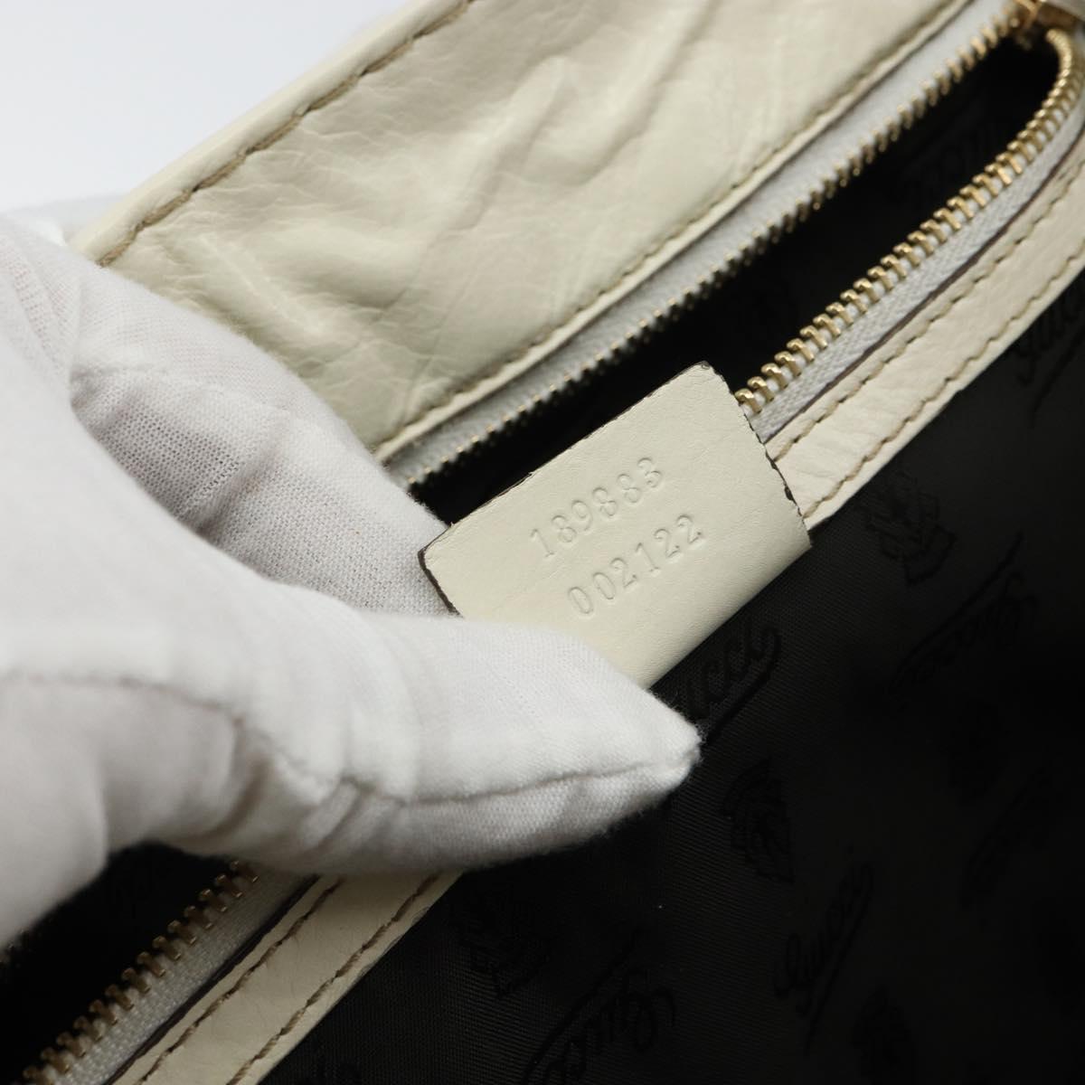 GUCCI Hand Bag Leather White Gold 189883 Auth ep12414