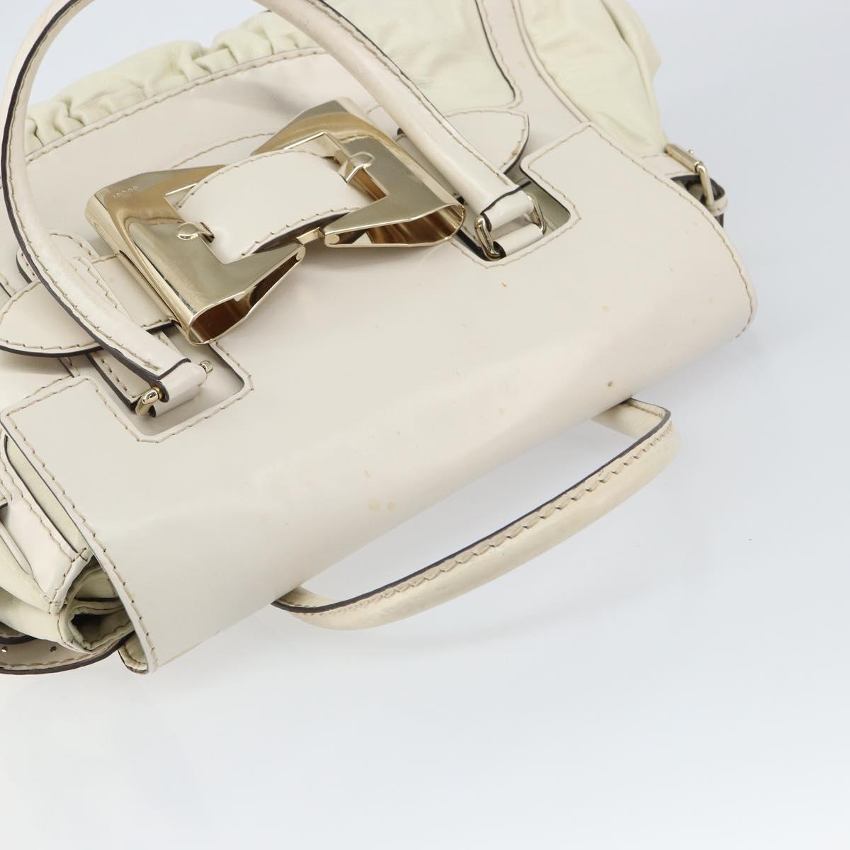 GUCCI Hand Bag Leather White Gold 189883 Auth ep12414