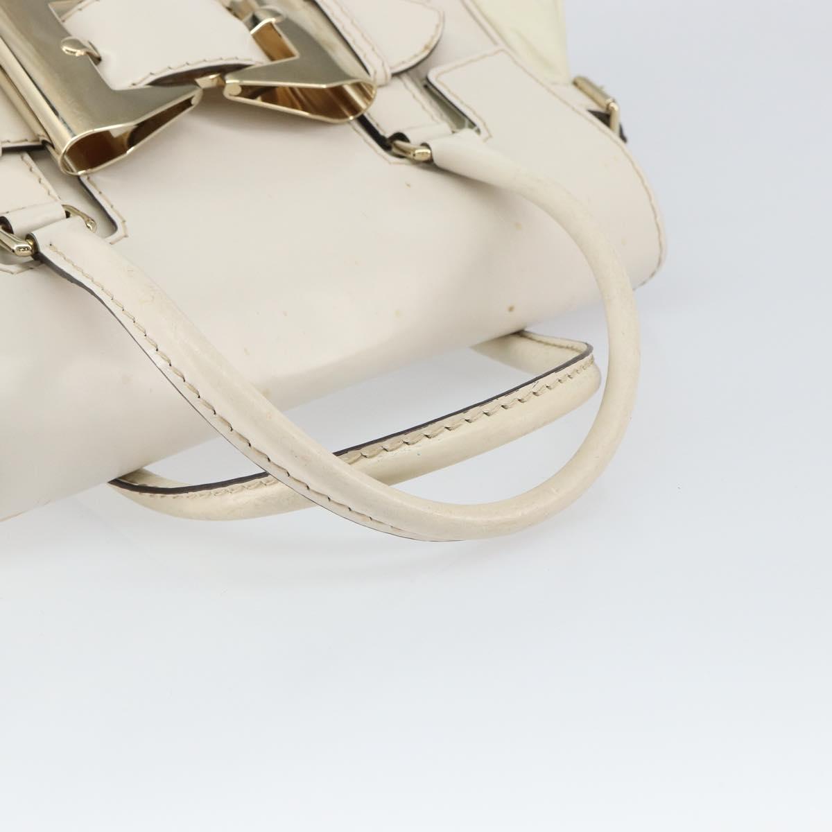 GUCCI Hand Bag Leather White Gold 189883 Auth ep12414