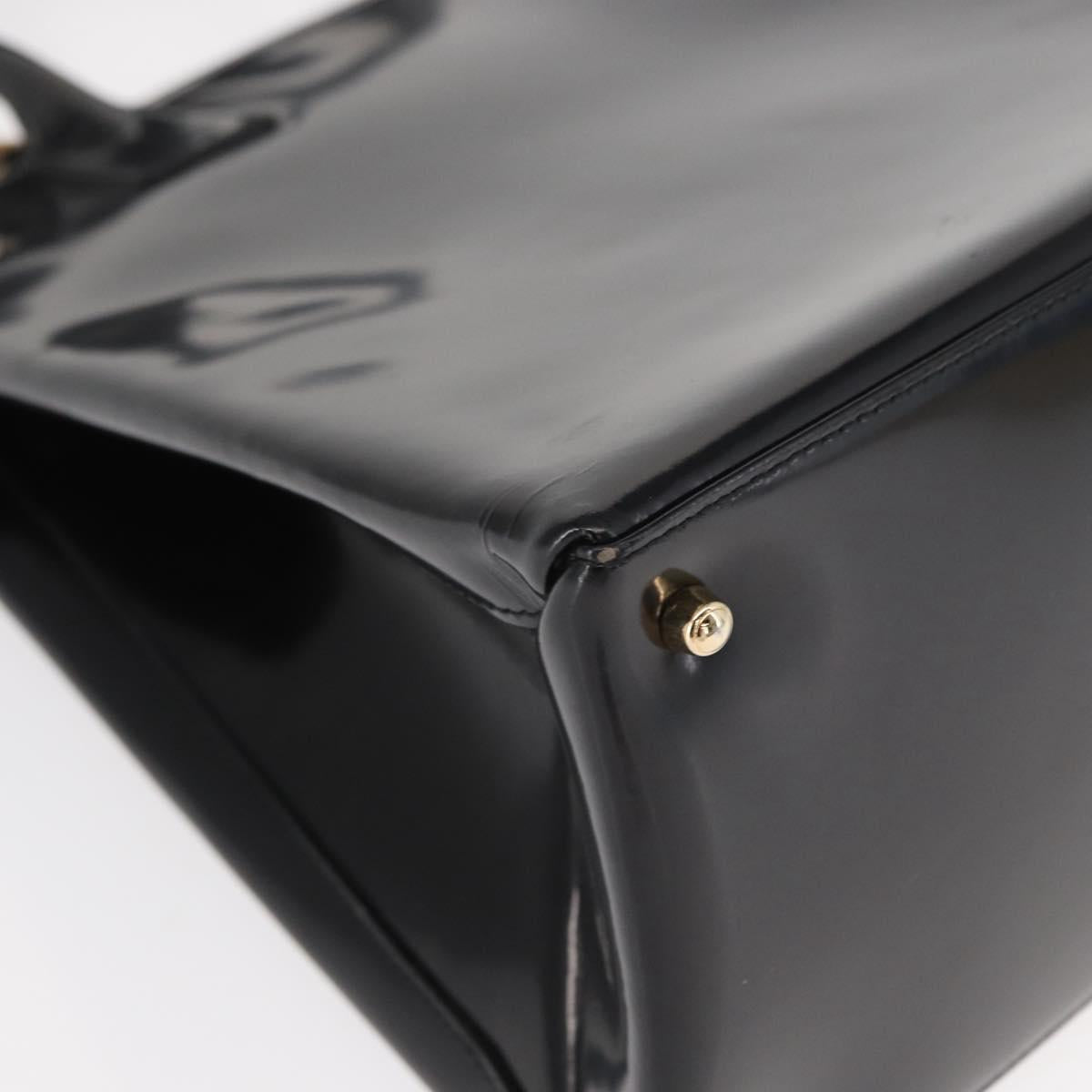 GUCCI Hand Bag Enamel 2way Black Gold 000 1669 0503 Auth ep12427