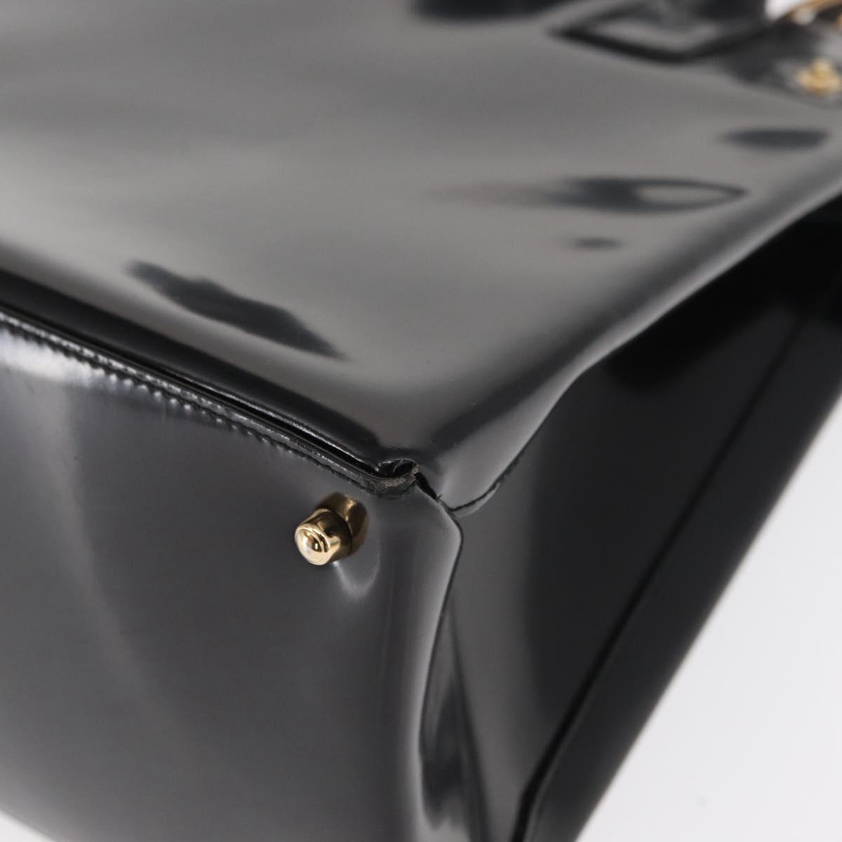 GUCCI Hand Bag Enamel 2way Black Gold 000 1669 0503 Auth ep12427