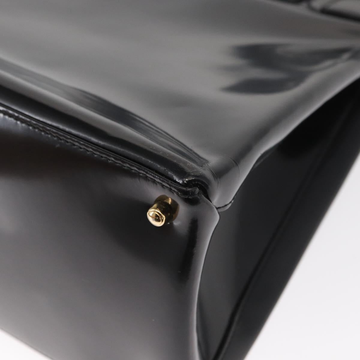 GUCCI Hand Bag Enamel 2way Black Gold 000 1669 0503 Auth ep12427