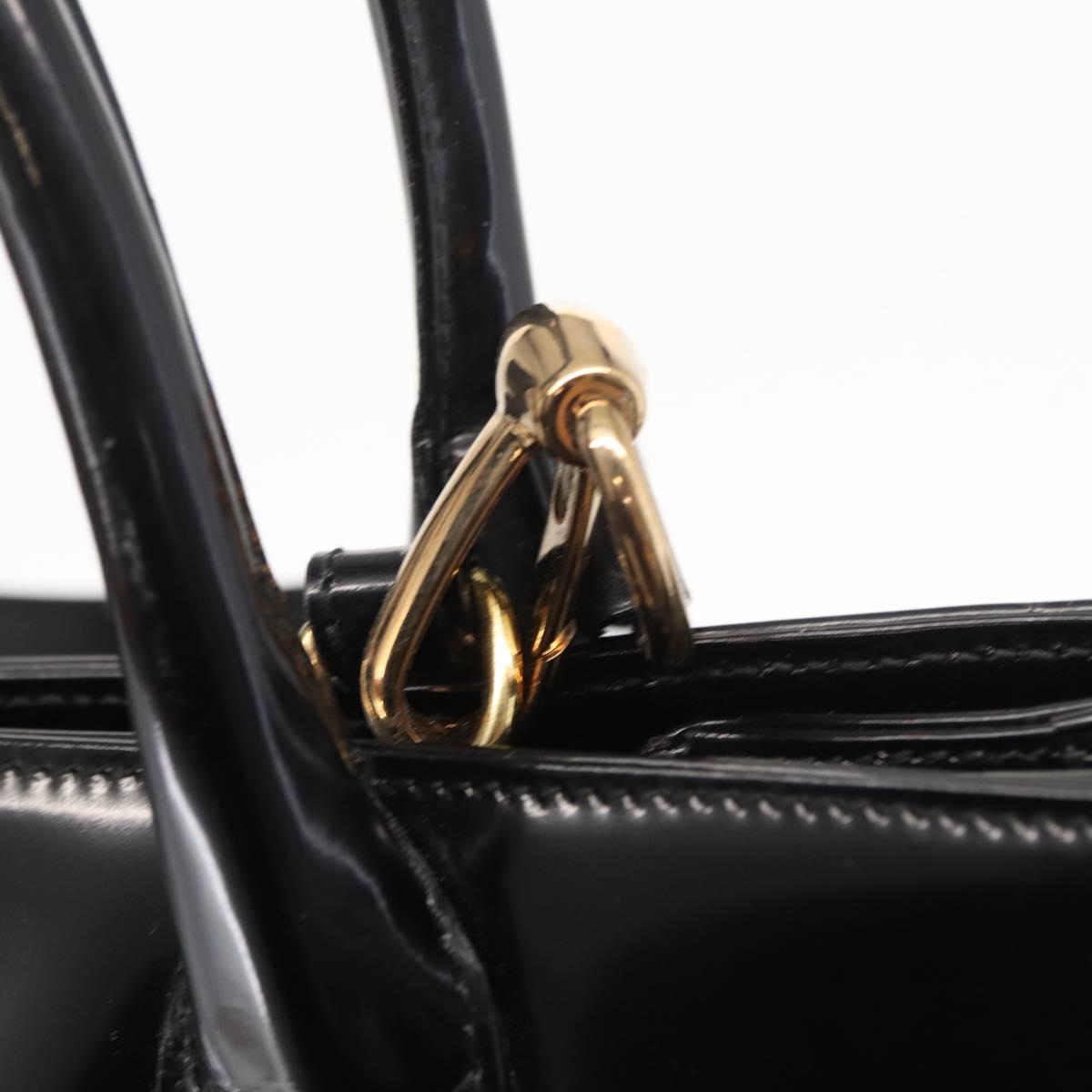 GUCCI Hand Bag Enamel 2way Black Gold 000 1669 0503 Auth ep12427