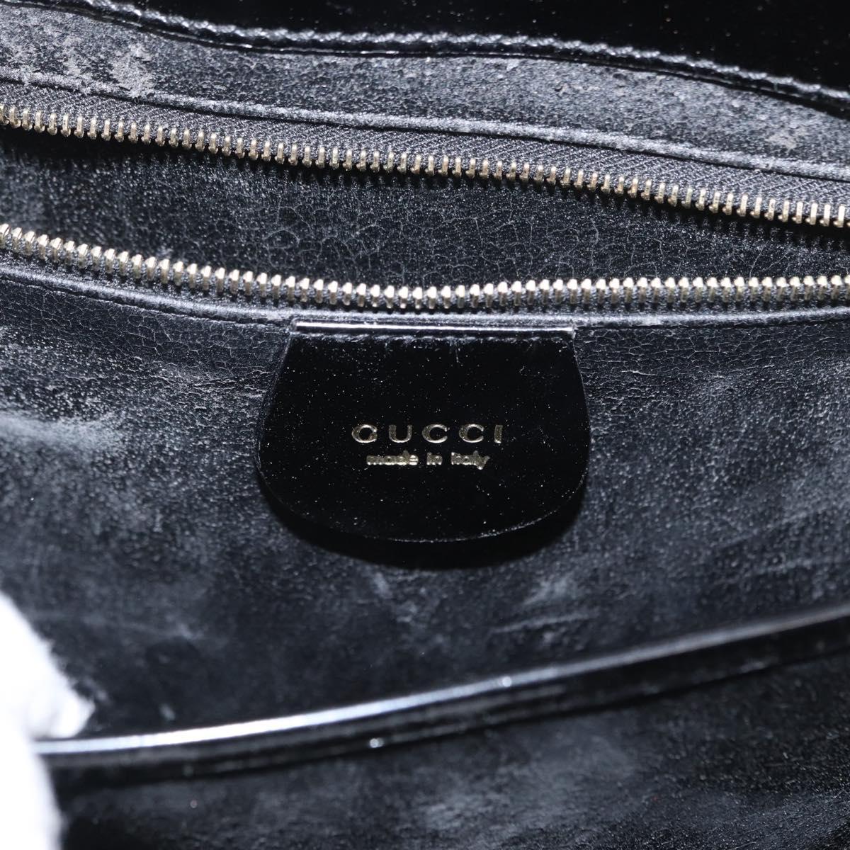 GUCCI Hand Bag Enamel 2way Black Gold 000 1669 0503 Auth ep12427