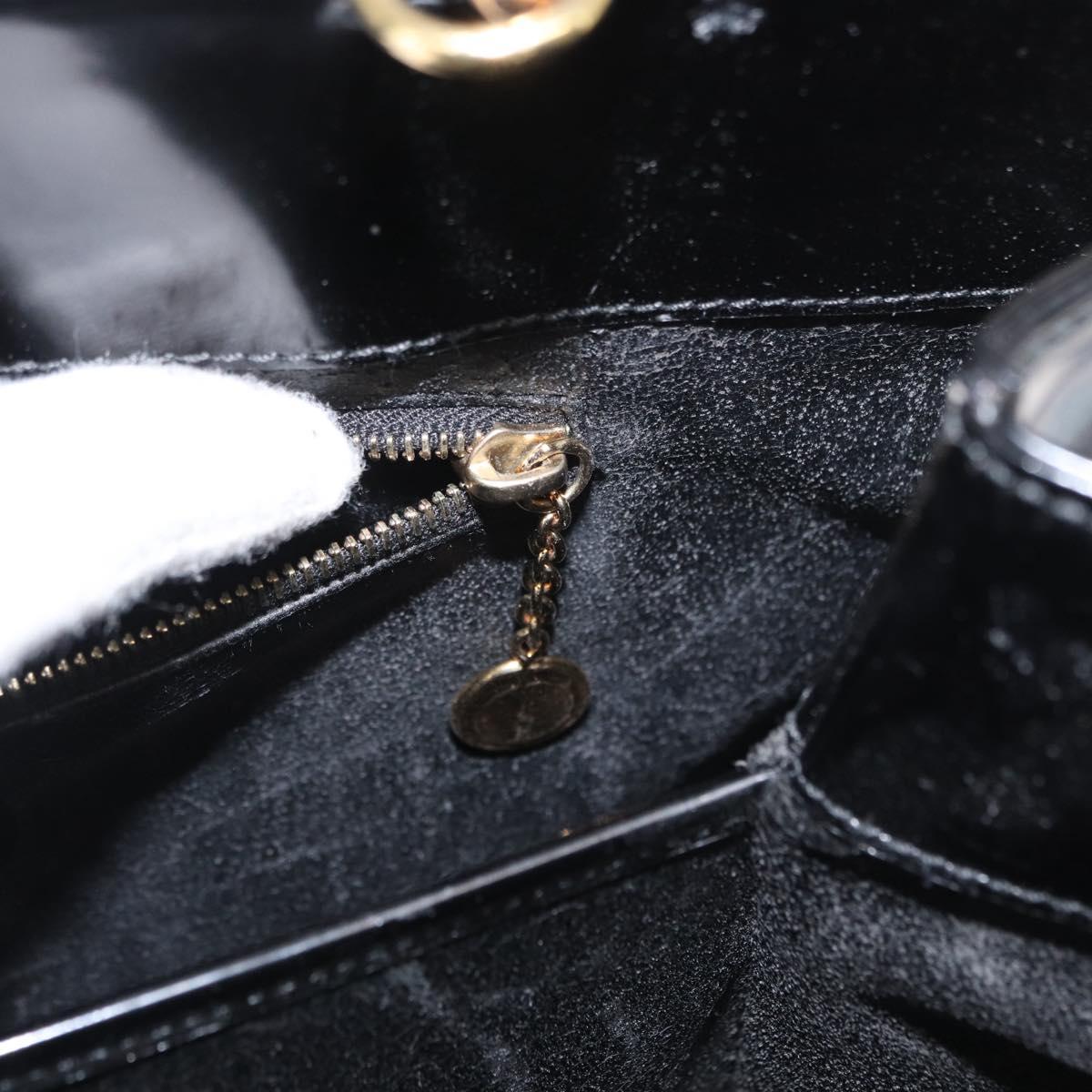 GUCCI Hand Bag Enamel 2way Black Gold 000 1669 0503 Auth ep12427