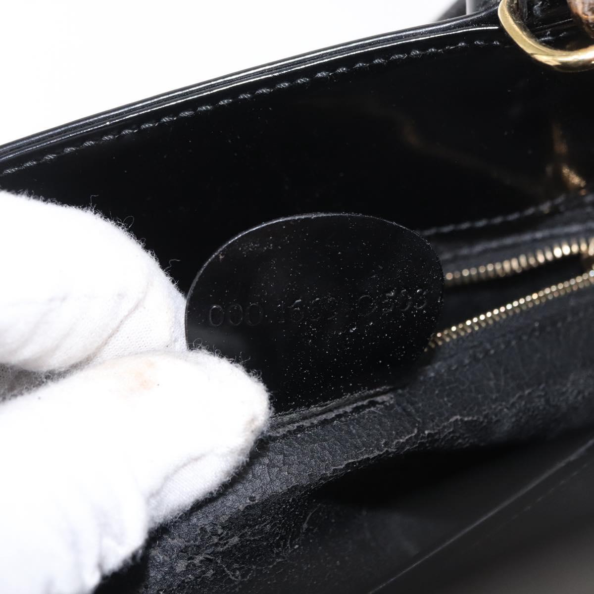 GUCCI Hand Bag Enamel 2way Black Gold 000 1669 0503 Auth ep12427