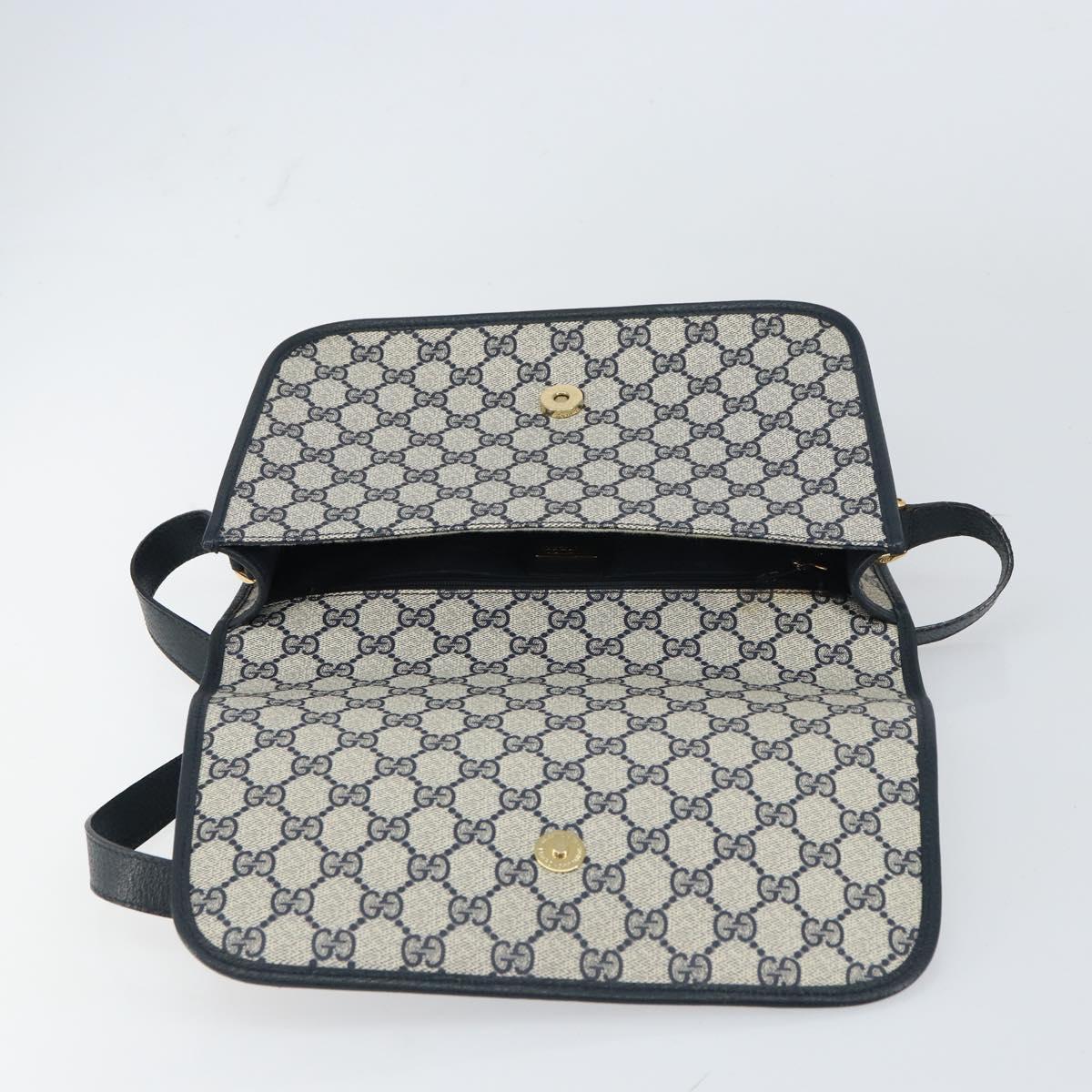 GUCCI GG Supreme Shoulder Bag PVC Navy Gold 001 116 0847 Auth ep12430