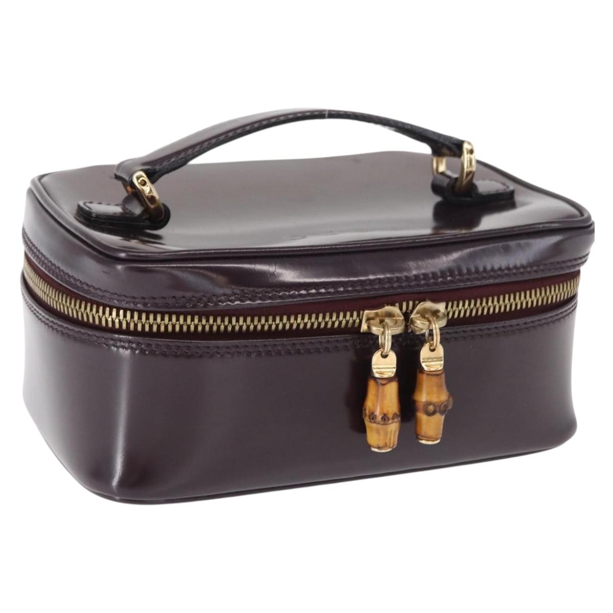GUCCI Vanity Hand Bag Enamel Purple Gold 032 1956 0151 Auth ep12433