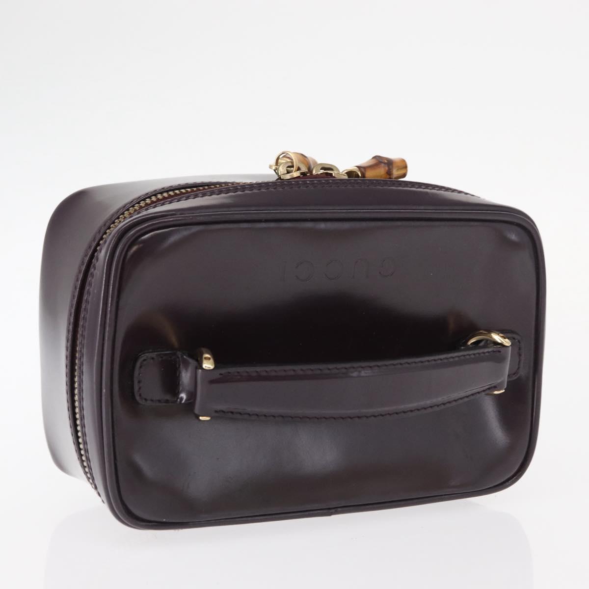 GUCCI Vanity Hand Bag Enamel Purple Gold 032 1956 0151 Auth ep12433