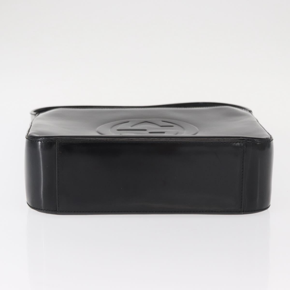GUCCI Shoulder Bag Enamel Black Auth ep12438