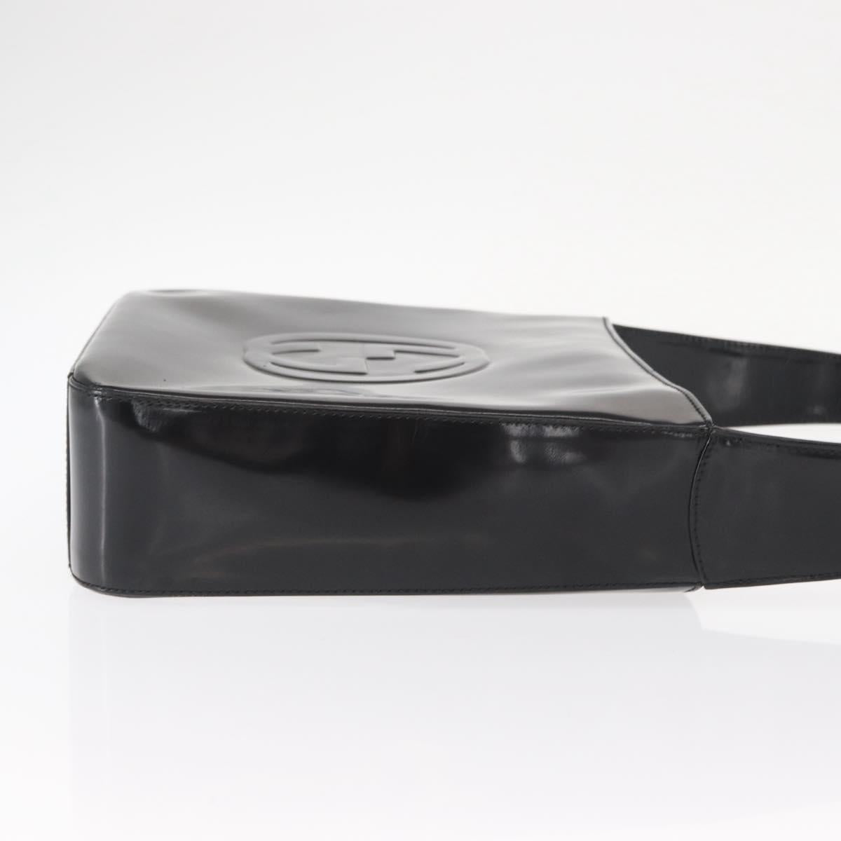 GUCCI Shoulder Bag Enamel Black Auth ep12438