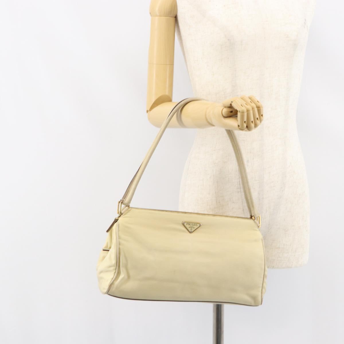PRADA Shoulder Bag Nylon Beige Gold Auth ep12445