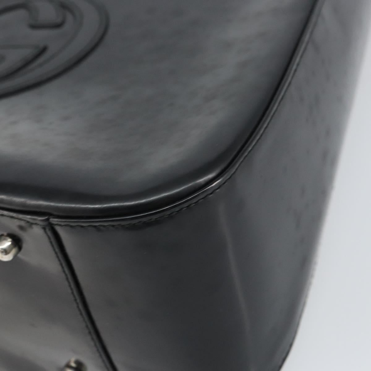 GUCCI Hand Bag Enamel Black Silver 000 1013 0504 Auth ep12446