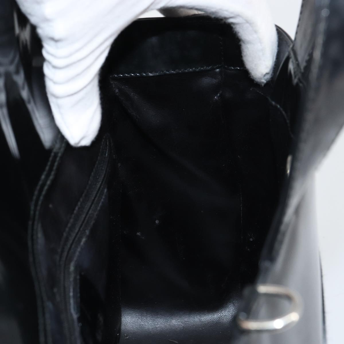 GUCCI Hand Bag Enamel Black Silver 000 1013 0504 Auth ep12446
