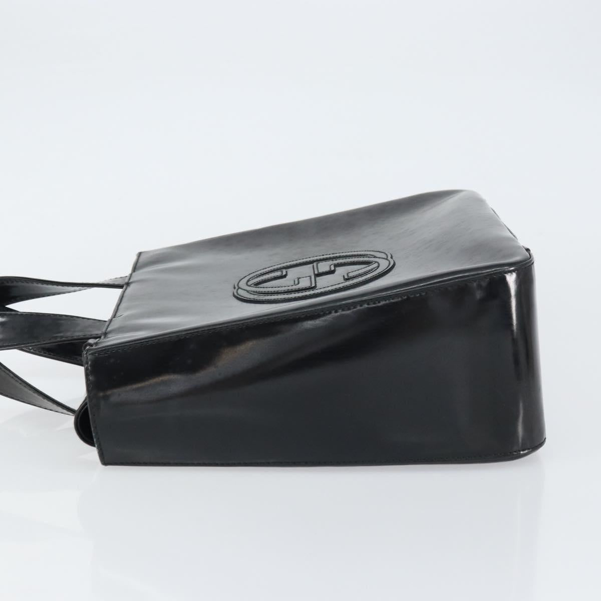 GUCCI Hand Bag Enamel Black Silver 000 1013 0504 Auth ep12446