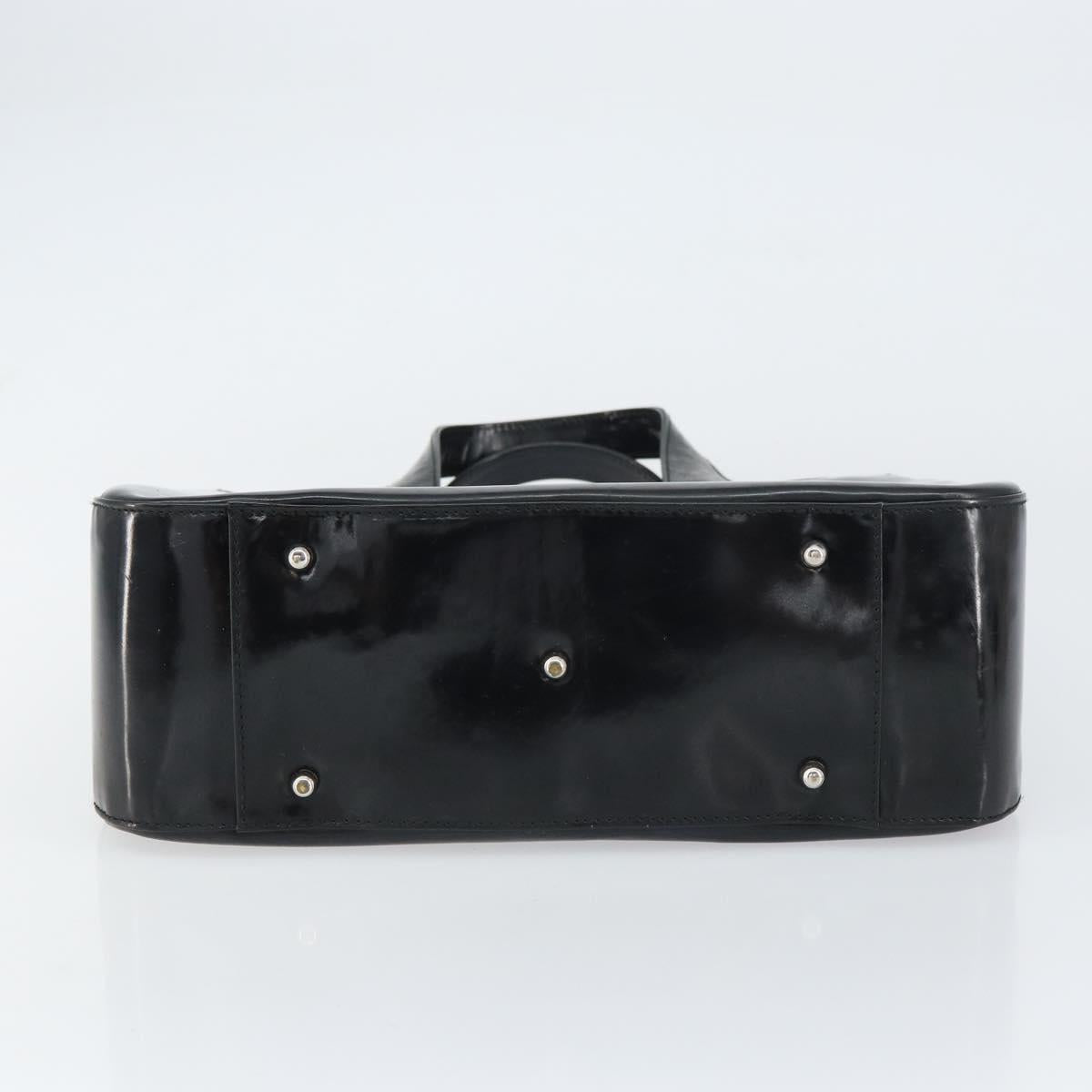 GUCCI Hand Bag Enamel Black Silver 000 1013 0504 Auth ep12446