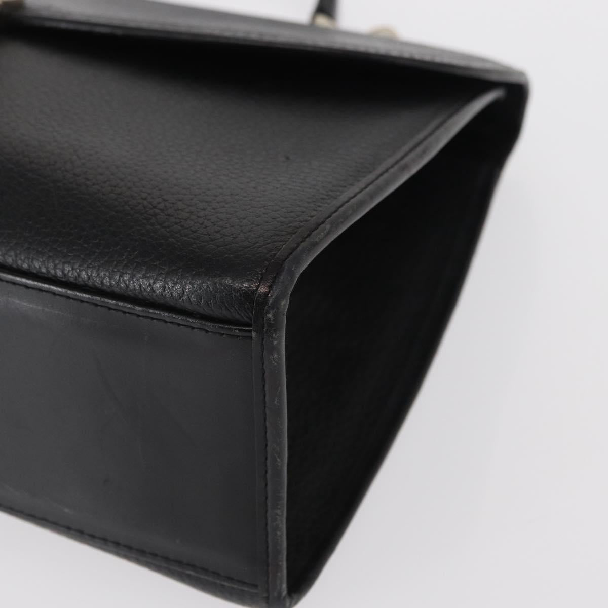 Burberrys Hand Bag Leather Black Silver Auth ep12447